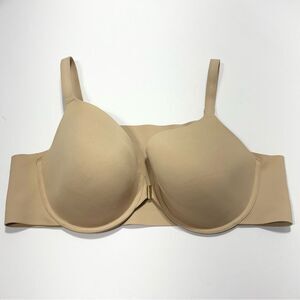 Cacique Bra 46C Tan Lightly Lined Full Coverage Bra Front Close Underwired